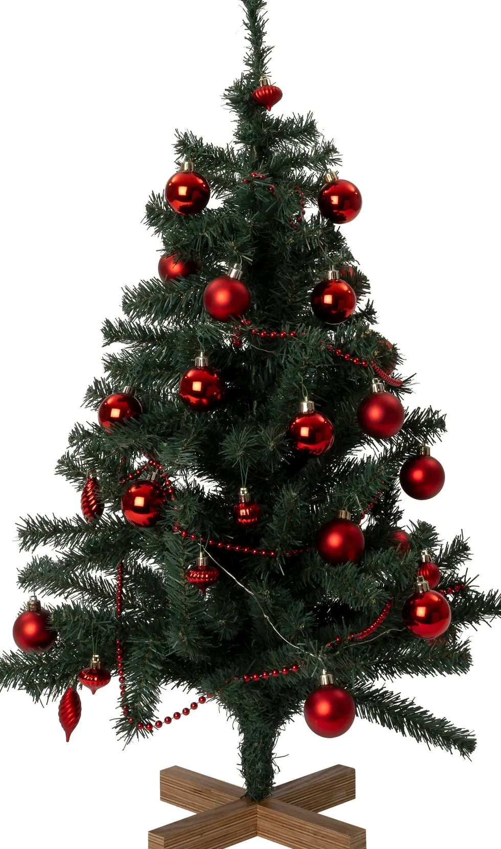 Intratuin kunstkerstboom Lawton kerstbal rood op voet met 40 lampjes extra warm D 55 H 90 cm