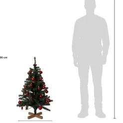 Intratuin kunstkerstboom Lawton kerstbal rood op voet met 40 lampjes extra warm D 55 H 90 cm