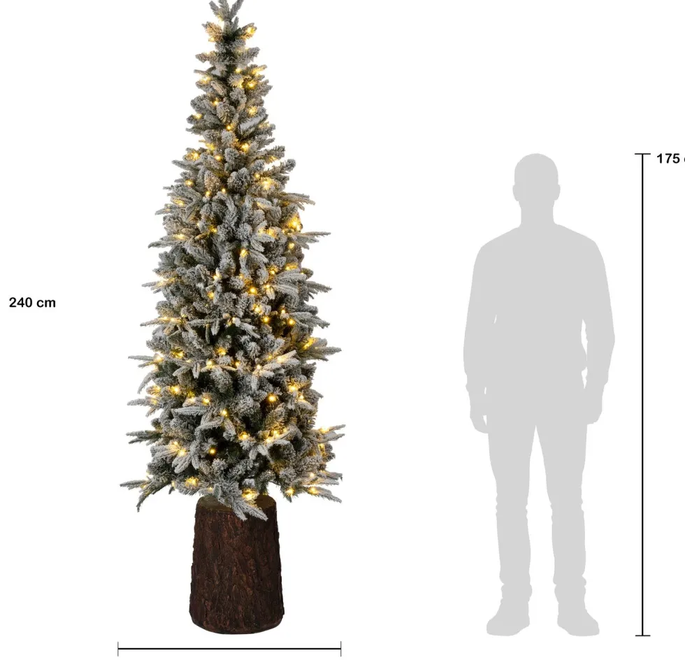 Intratuin kunstkerstboom Tronk besneeuwd op stam met 360 lampjes warm wit D 87 H 240 cm