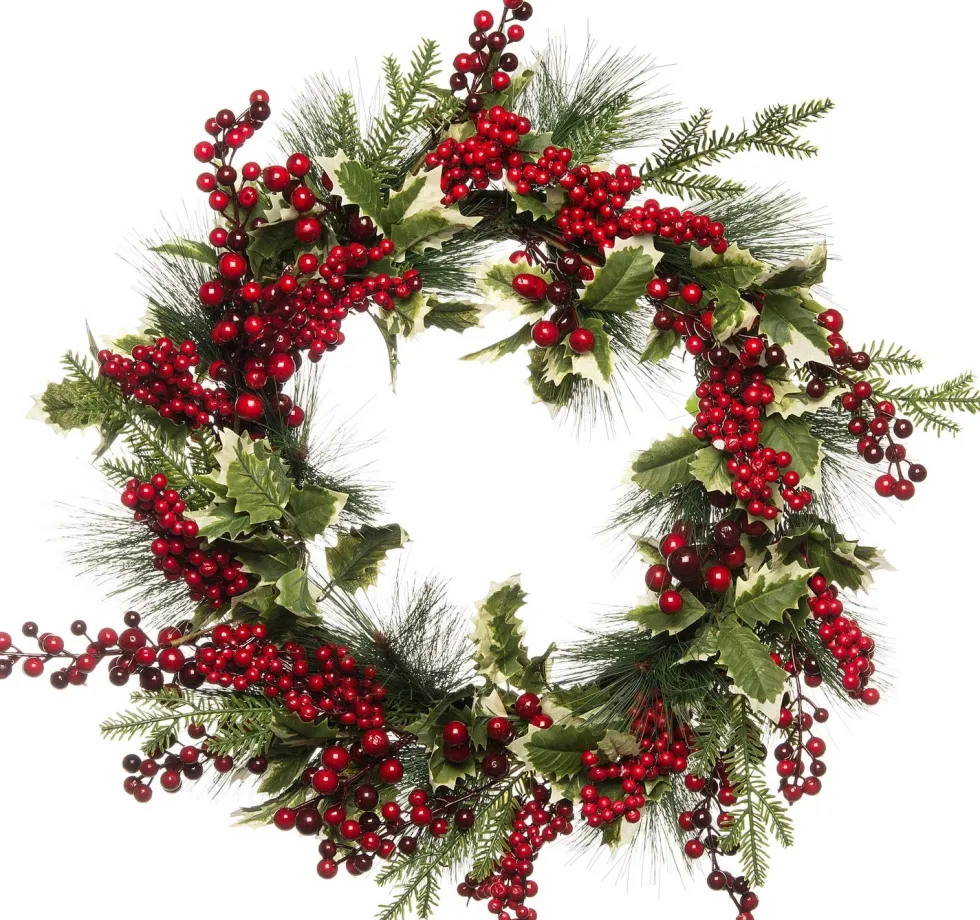 Intratuin kunst kerstkrans rood hulst en bessen D 50 cm
