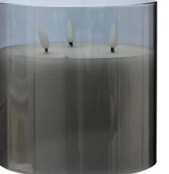 Intratuin LED kaars in glas Apollo grijs D 15 H 15 cm