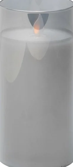 Intratuin LED kaars in glas met timer grijs / wit D 7,5 H 15 cm