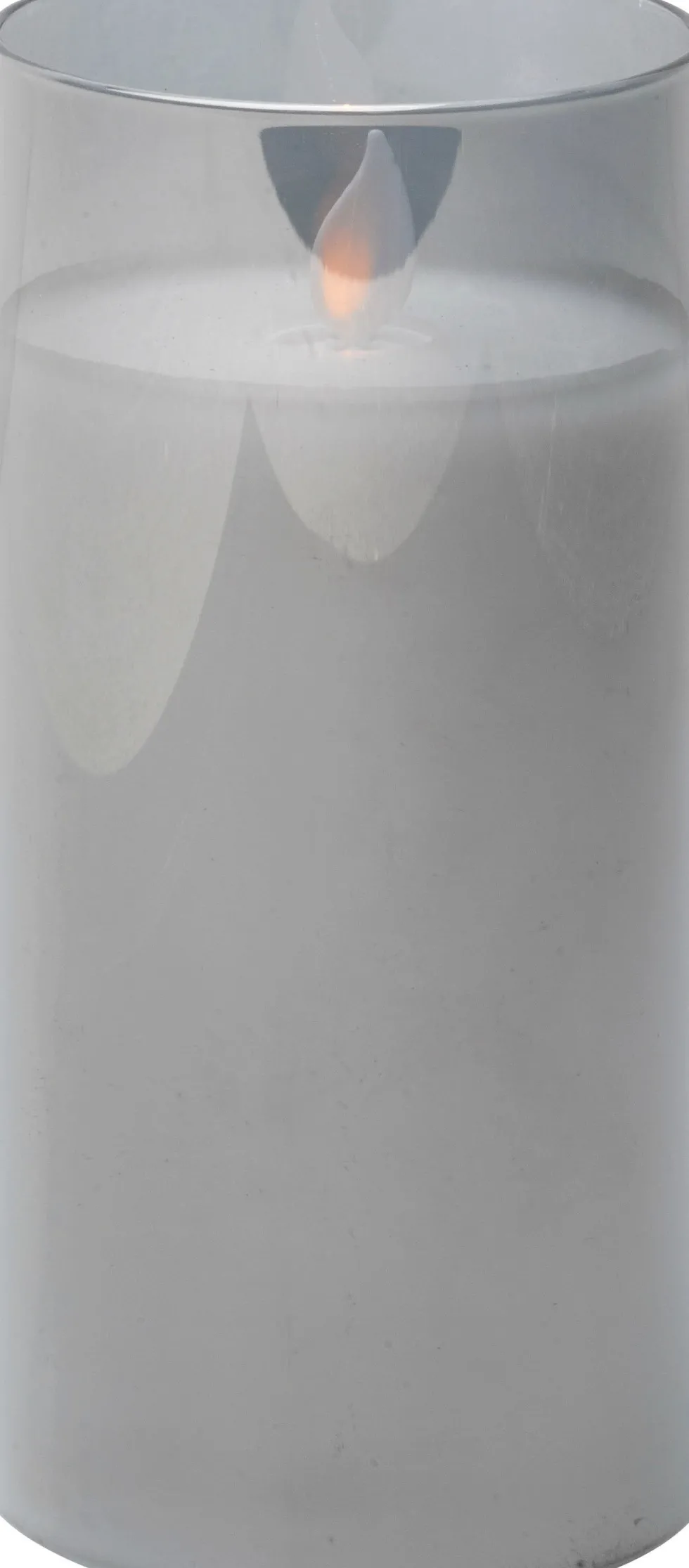 Intratuin LED kaars in glas met timer grijs / wit D 7,5 H 15 cm
