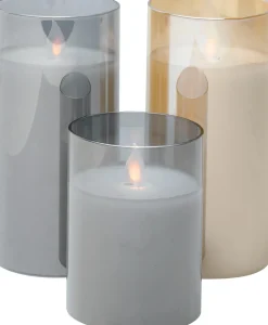 Intratuin LED kaars in glas met timer grijs / wit D 7,5 H 15 cm