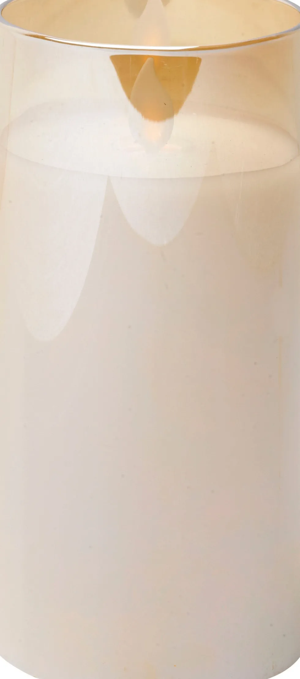 Intratuin LED kaars in glas met timer goud / wit D 7,5 H 15 cm