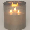 Intratuin LED kaars in glas met timer grijs / wit D 15 H 15 cm