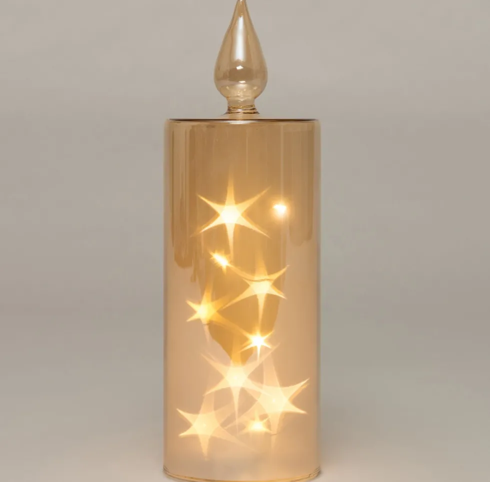 Intratuin LED kaars in glas oranje D 9 H 26 cm