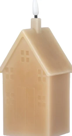 Intratuin LED stompkaars huis Tebi licht bruin 7,5 x 7,5 x 17,5 cm