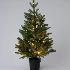 Intratuin mini kunstkerstboom in pot met 30 lampjes warm wit D 38 H 60 cm