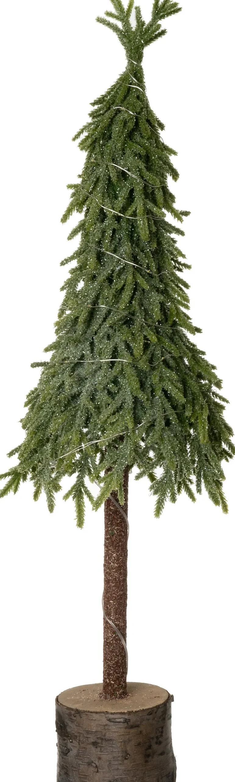Intratuin mini kunstkerstboom op berk voet met 30 lampjes warm wit D 20 H 75 cm