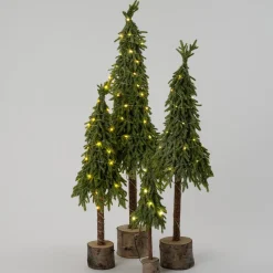 Intratuin mini kunstkerstboom op berk voet met 15 lampjes warm wit D 12 H 40 cm