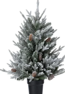 Intratuin mini kunstkerstboom in pot besneeuwd dennenappels D 68 H 90 cm