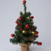 Intratuin mini kunstkerstboom rood met lampjes warm wit D 20 H 60 cm