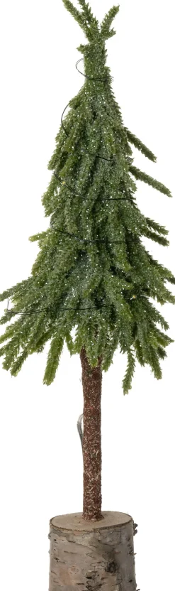 Intratuin mini kunstkerstboom op berk voet met 25 lampjes warm wit D 16 H 60 cm