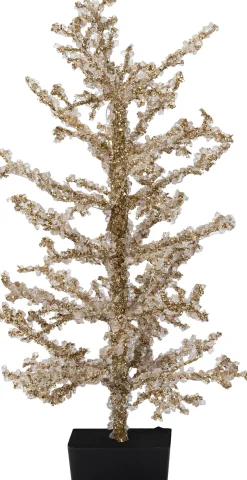 Intratuin mini kunstkerstboom Kristal goud met 60 lampjes warm wit D 38 H 61 cm