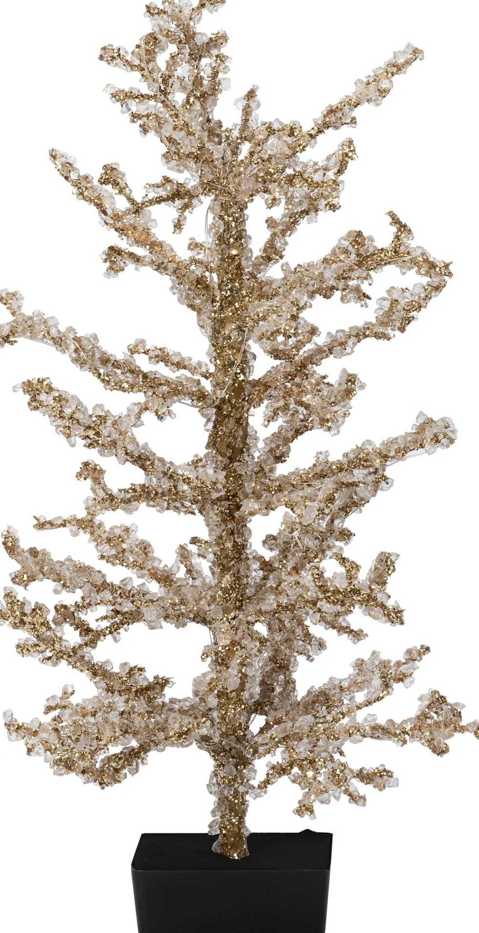 Intratuin mini kunstkerstboom Kristal goud met 60 lampjes warm wit D 38 H 61 cm