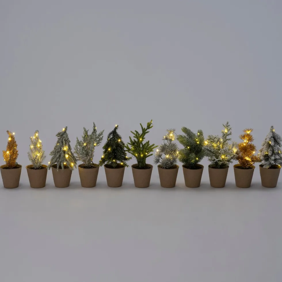 Intratuin mini kunstkerstboom Kraft besneeuwd in pot D 12 H 23 cm