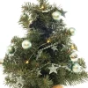 Intratuin mini kunstkerstboom met versiering op jute voet met lampjes warm wit H 60 cm