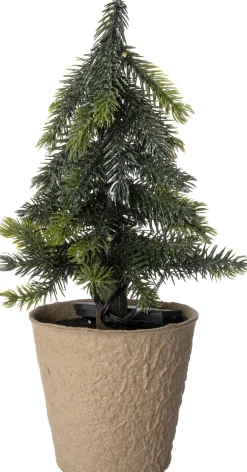 Intratuin mini kunstkerstboom Kraft met 10 lampjes warm wit D 12 H 23 cm