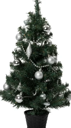 Intratuin mini kunstkerstboom Lawton kerstbal zilver met 20 lampjes extra warm D 32 H 60 cm