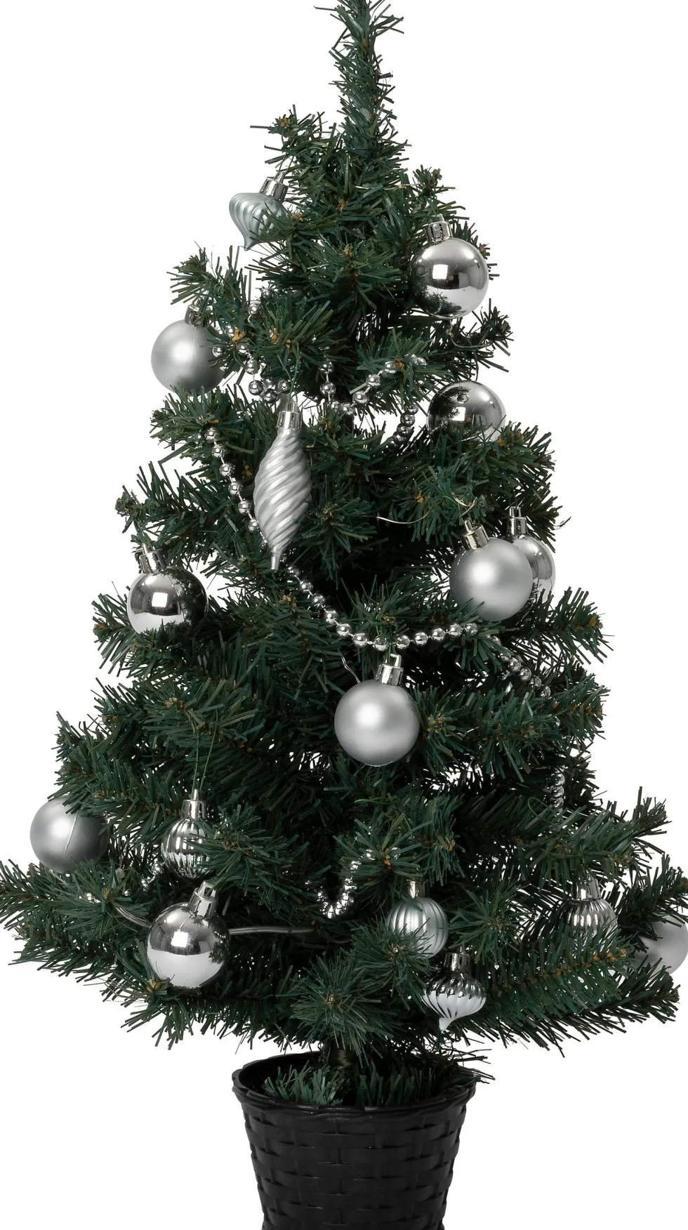 Intratuin mini kunstkerstboom Lawton kerstbal zilver met 20 lampjes extra warm D 32 H 60 cm