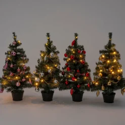 Intratuin mini kunstkerstboom Lawton kerstbal zilver met 20 lampjes extra warm D 32 H 60 cm