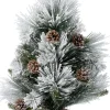 Intratuin mini kunstkerstboom Tamaki besneeuwd dennenappels op jute voet D 40 H 60 cm