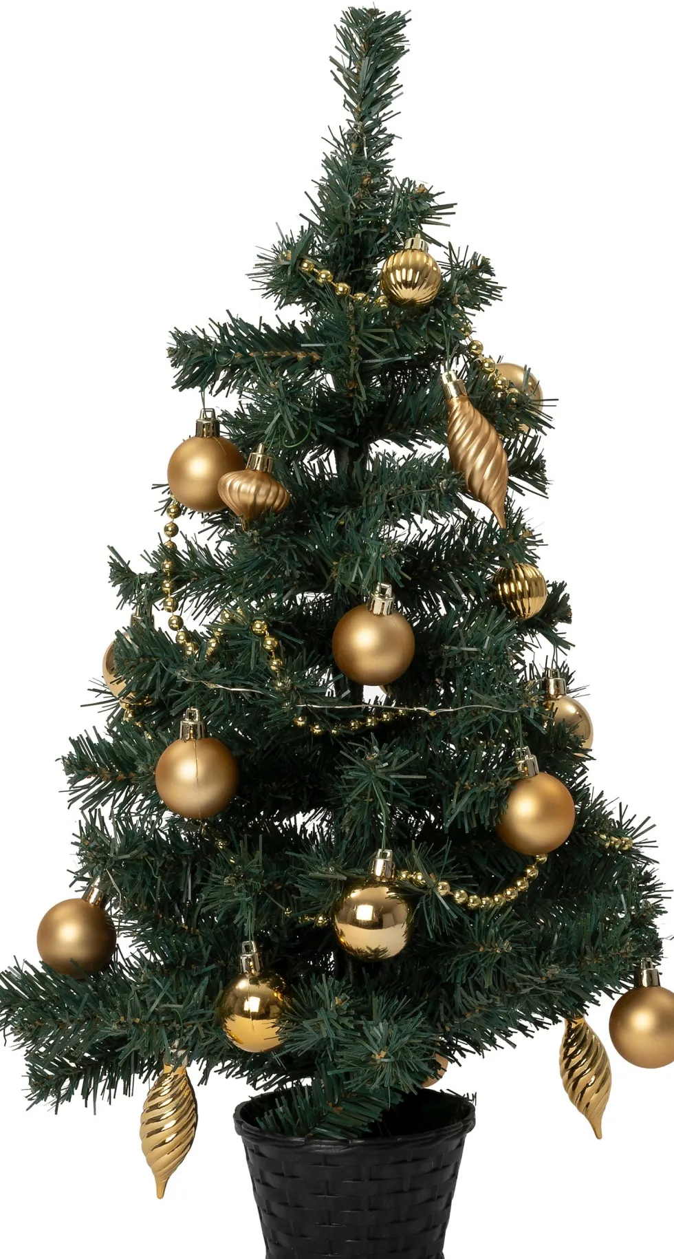 Intratuin mini kunstkerstboom Lawton kerstbal goud met 20 lampjes extra warm D 32 H 60 cm