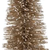 Intratuin mini kunstkerstboom Frank beige op voet met 15 lampjes warm wit D 14 H 60 cm