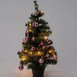 Intratuin mini kunstkerstboom Lawton kerstbal roze met 20 lampjes extra warm D 32 H 60 cm