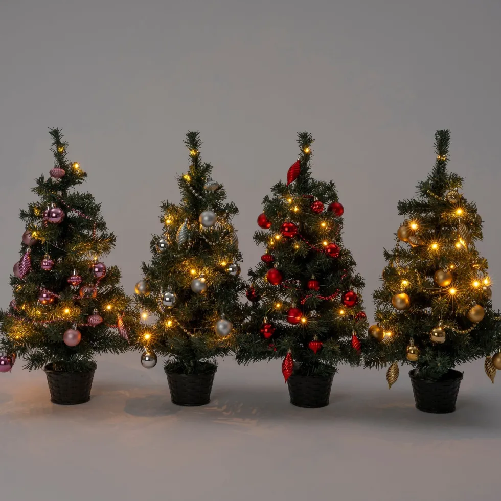 Intratuin mini kunstkerstboom Lawton kerstbal roze met 20 lampjes extra warm D 32 H 60 cm