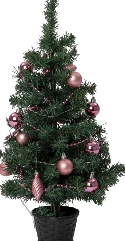 Intratuin mini kunstkerstboom Lawton kerstbal roze met 20 lampjes extra warm D 32 H 60 cm