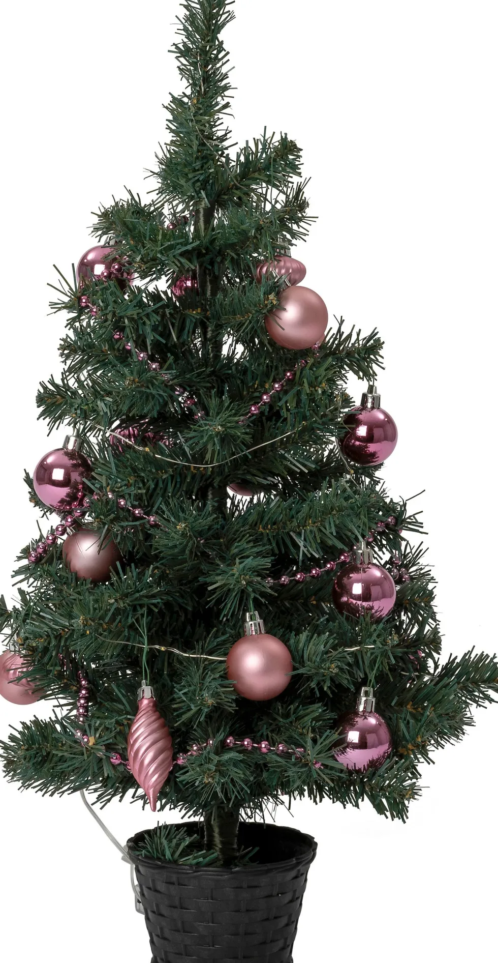 Intratuin mini kunstkerstboom Lawton kerstbal roze met 20 lampjes extra warm D 32 H 60 cm