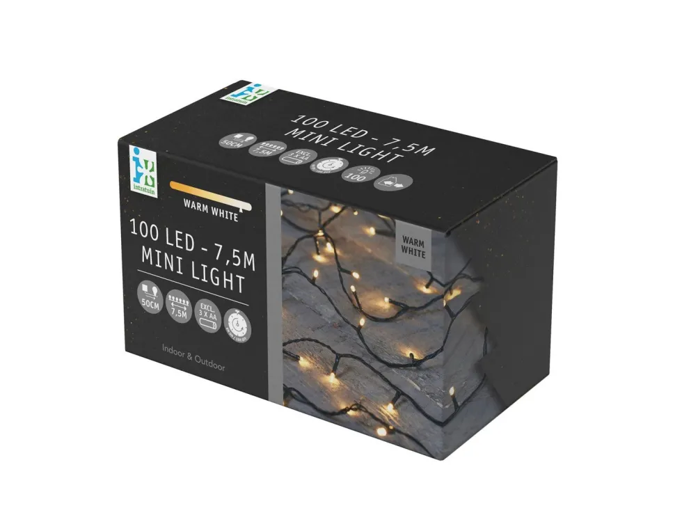 Intratuin miniverlichting met 100 lampjes warm white 7,5 m