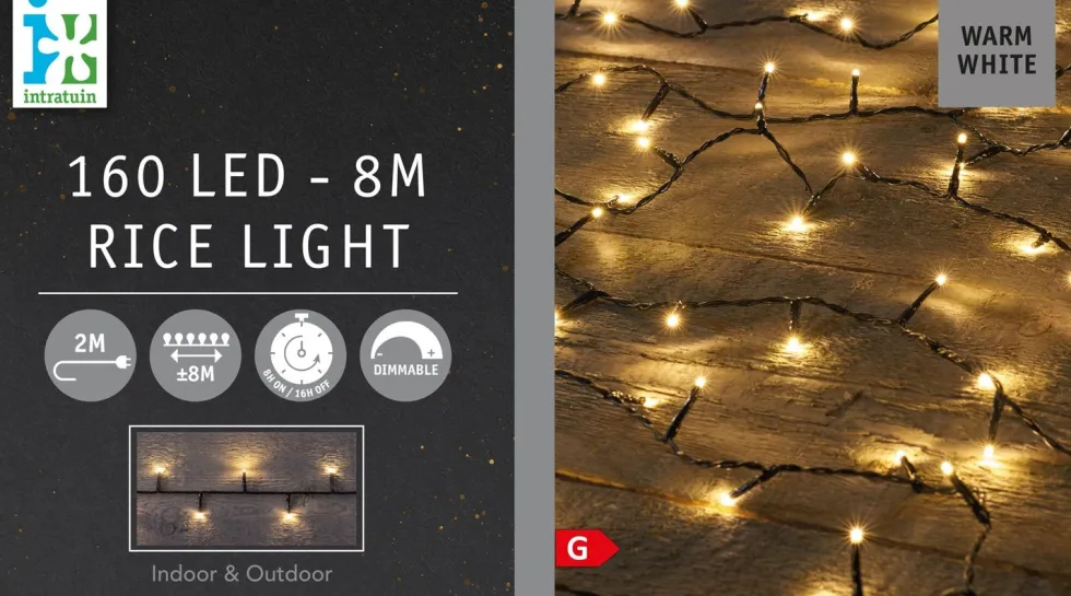 Intratuin miniverlichting met 160 LED lampjes warm white 8 m