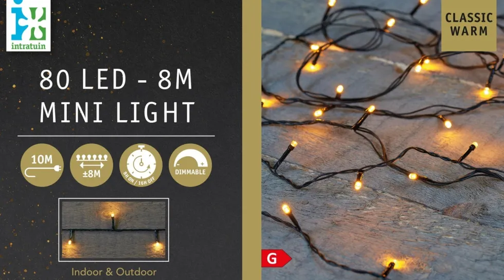 Intratuin miniverlichting met 80 lampjes classic warm 8 m