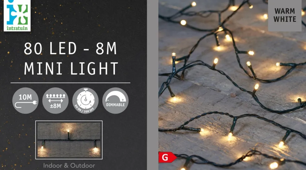Intratuin miniverlichting met 80 lampjes warm white 8 m