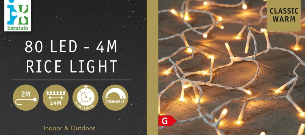 Intratuin miniverlichting wit met 80 lampjes classic warm 4 m