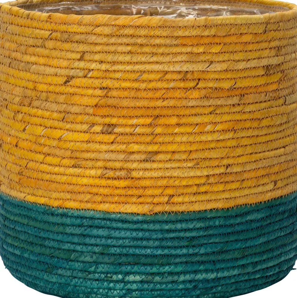 Intratuin plantenmand Keoni geel / blauw D 33 H 31 cm
