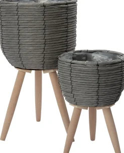 Intratuin plantenmand op poten Shaniel grijs D 20 H 33 cm
