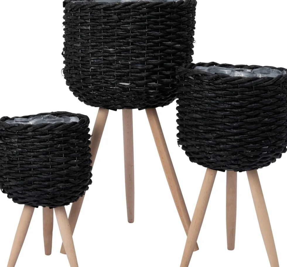 Intratuin plantenmand op poten saar zwart D 29 H 58 cm