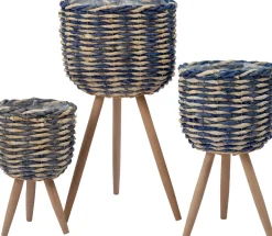 Intratuin plantenmand op poten Saar blauw / naturel D 26 H 42 cm