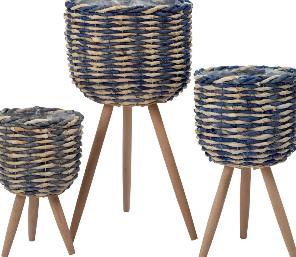 Intratuin plantenmand op poten Saar blauw / naturel D 26 H 42 cm