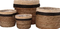 Intratuin plantenmand Pipa naturel / zwart / bruin D 18 H 18 cm