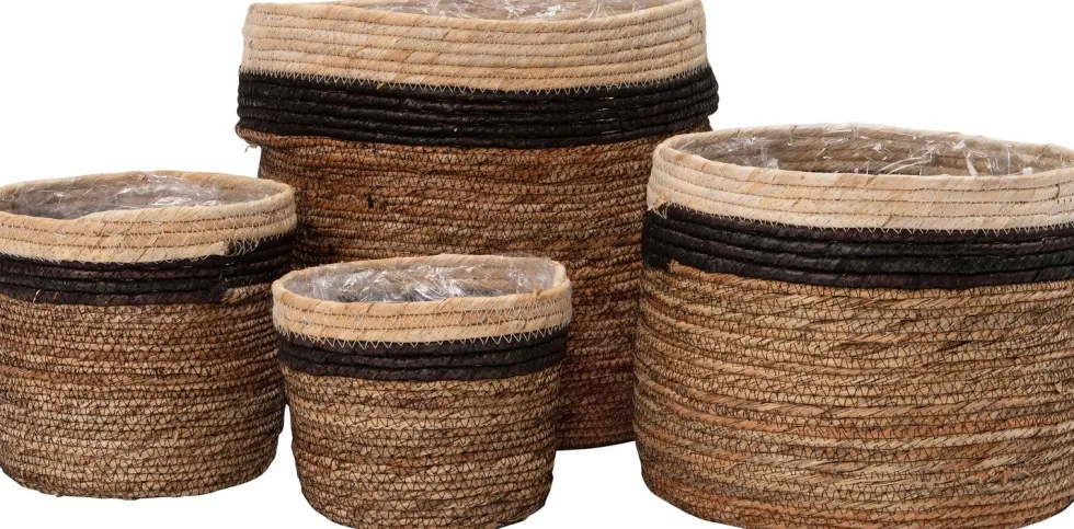 Intratuin plantenmand Pipa naturel / zwart / bruin D 18 H 18 cm