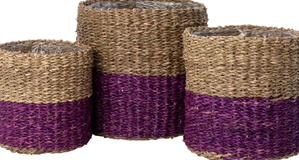 Intratuin plantenmand Ruben duotoon naturel / paars D 18 H 19 cm
