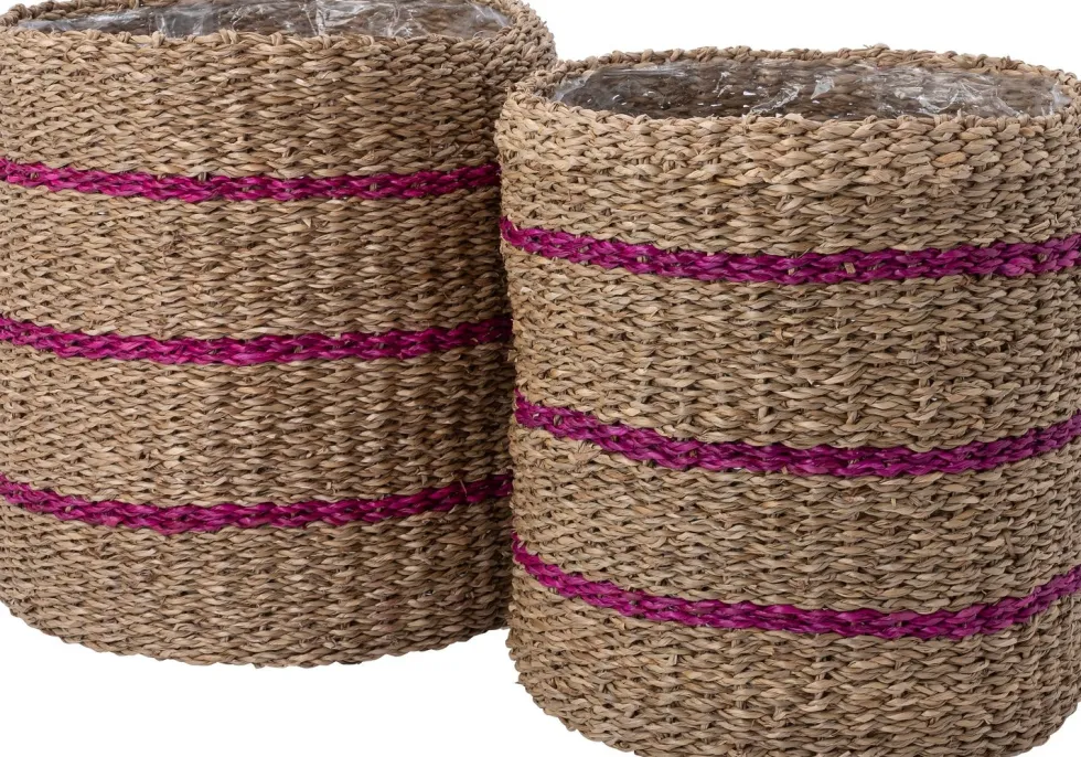 Intratuin plantenmand Stijn naturel / roze D 28 H 30 cm