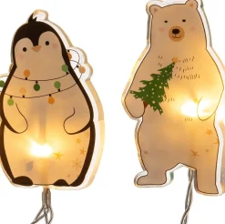 Intratuin raamstickers ijsbeer met pinguïn Chad wit LED 6 lampjes warm wit 155 cm