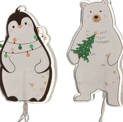 Intratuin raamstickers ijsbeer met pinguïn Chad wit LED 6 lampjes warm wit 155 cm