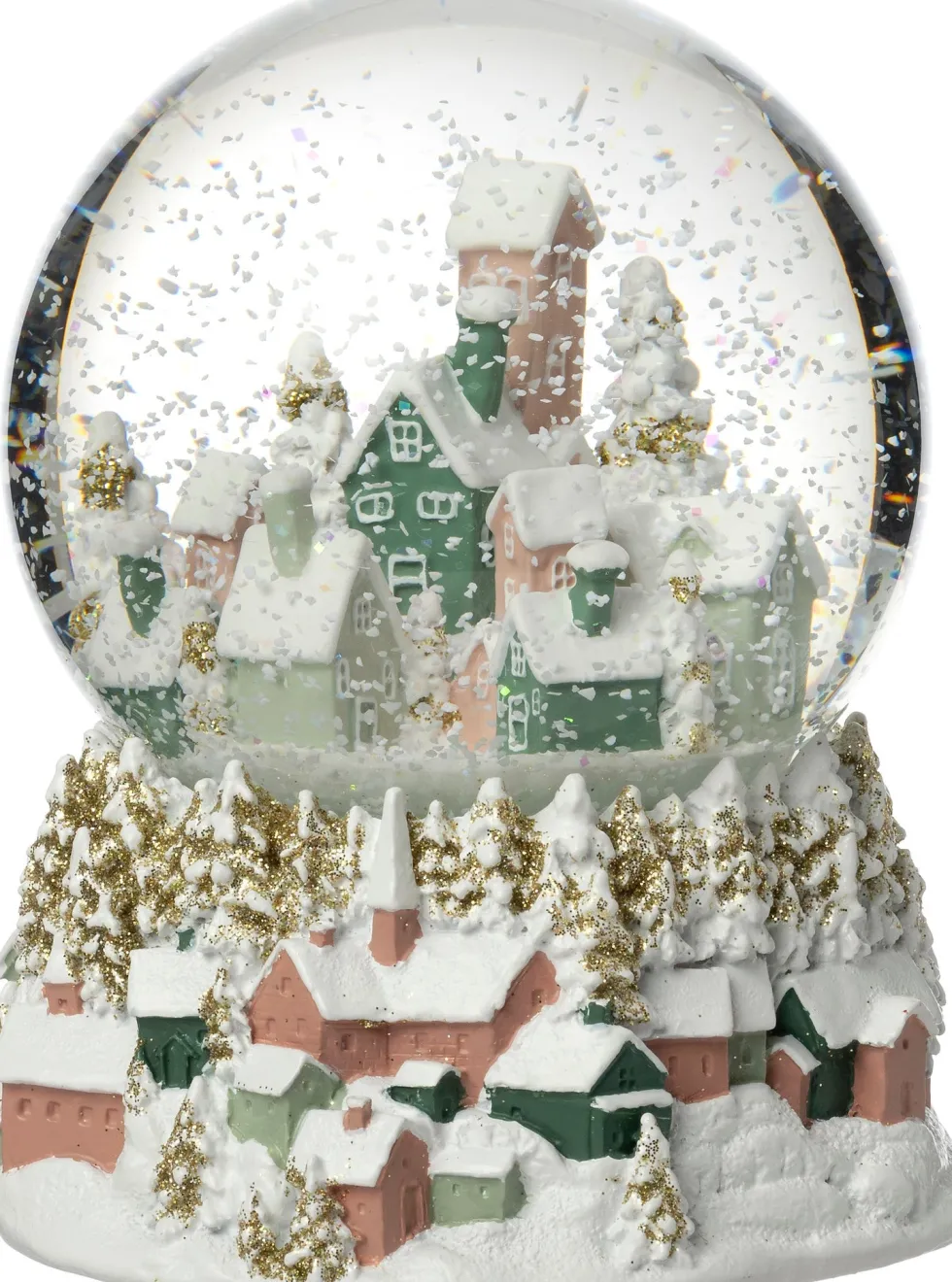 Intratuin sneeuwbol dorpje wit / roze D 10,8 H 13 cm
